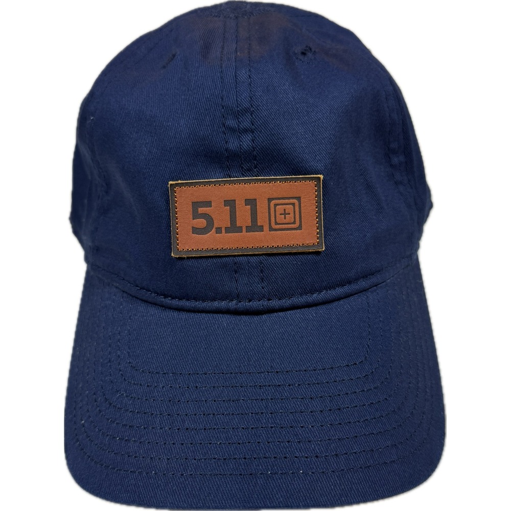 5.11 Tactical Hat Mens OSFA Blue Leather Logo Patch Adjustable Strap Cap Utility